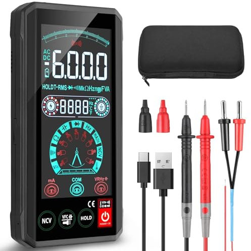 ALLmeter Digital Multimeter mit 6000 Zählungen Intelligentes Strommessgerät NCV/VFC Großes Display misst Spannung Durchgang Wiederstand für Elektriker