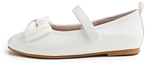Feversole Girls Cute Dress,Ragazze Mary Jane Strap Scarpe Basse Ballerine da Principessa Scarpe da Scuola Piatte Bianco 33 EU