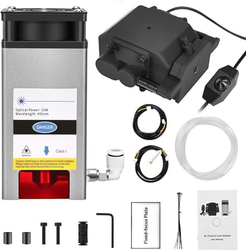 Upgraded 10W Laser Module kit with Air Assist and Eye Protection, TwoWin CNC Router Machine for Engraver Machine with 40W Output Power, Accessories DIY for 2 Axis CNC Engraving Machine
