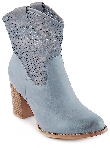 Toocool Stivali donna stivaletti tronchetti traforati estivi tacco comodo G633 [40,blu]
