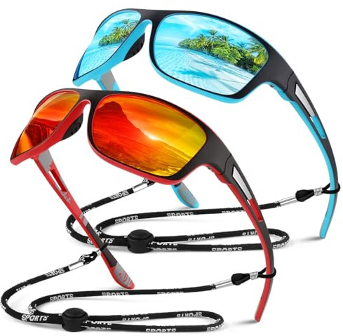 Sunier Sonnenbrille Herren Polarisiert Sport Fahrradbrille Damen Verspiegelt, Unzerbrechliche Sonnenbrille Angeln Fahren mit 100% UV400-Schutz Cat 3 CE