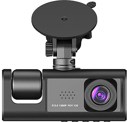 Yuuinnter CáMara DVR para AutomóVil 3 Canales, CáMara para Tablero de 1080P CáMara para AutomóVil 3 VíAs con VisióN por Infrarrojos, GrabacióN en Bucle, Monitor de Estacionamiento