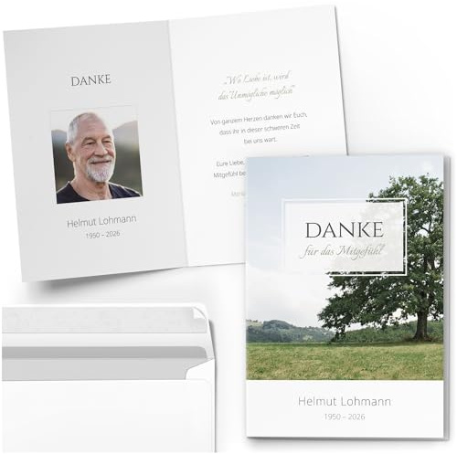10 personalisierte Trauer Danksagungen Dankeskarten mit eigenem Text & Foto