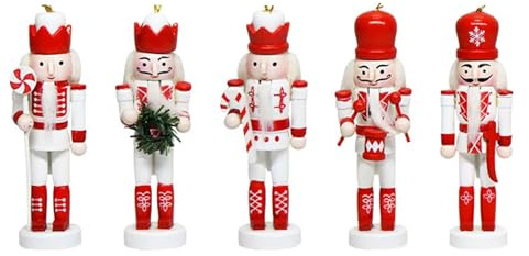 Nutcracker Christmas Decor, 5 Inch Wooden Nutcracker Soldier Figures Set