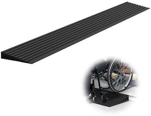 XARILK Türschwellenrampe aus Naturgummi (90x10,4x2 cm),1000 kg Tragkraft, rutschfest – einstellbar & schneidbar – Tür Rampe Rollstuhl geeignet für Rollstuhl, Scooter, Kehrroboter, Badezimmer