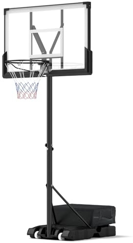GOPLUS basketkorg utomhus, korghöjd 125–305 cm justerbar, basketkorg med PC-baksida och viktpåsar, basketstativ bärbar med hjul, baskethoop för barn ungdomar vuxna