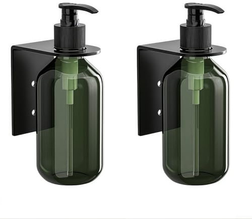 Dispenser di sapone multiuso da parete, 2 pezzi, 300 ml, bottiglie a pompa manuale per vari prodotti liquidi (nero)