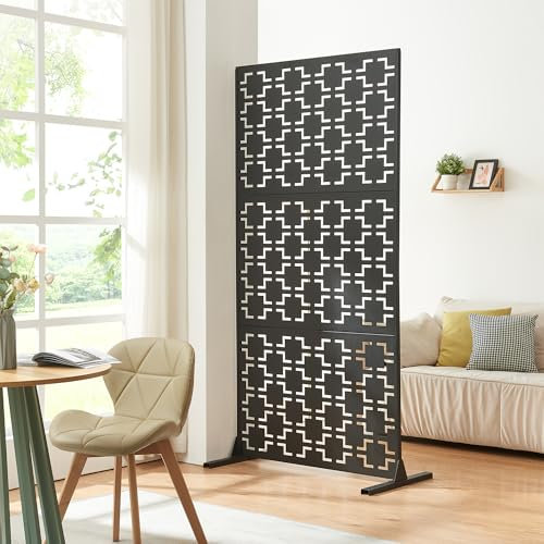 casa.pro Pannello Divisorio per Spazi Interni Schermatura Decorativa con Struttura Traforata Barriera Visiva in Acciaio Schermo Divisore Separé 200 x 100 cm Nero