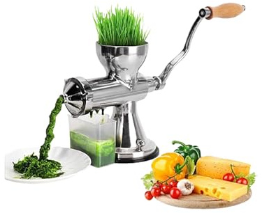 Exprimidor de hierba de trigo de acero inoxidable 304, prensa de frutas de manivela para pasto de trigo y verde hoja, exprimidor manual para apio, col rizada, espinacas, perejil, granada, manzana y