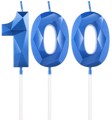 mciskin Royal Blue 100th Birthday Candles, 3D Number 100 Candle for Cake, Women Men 100th Birthday Decorations,Blue Candle Sapphire CakeTopper for Women Men Party Decorations Wedding Anniversary