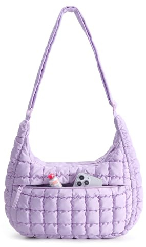 BAGSMART Crossbody Bags for Women, Quilted Puffy Purses for Women, Fluffy Travel Essentials Shoulder Hobo Bag