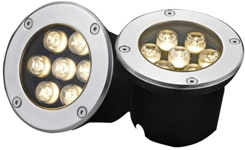 QICBYING In-Ground Garden Light - Recessed Outdoor LED Spotlight, Outdoor LED Floodlight, IP67 Waterproof Recessed Ground LED Spotlights, For Garden Construction Site Lighting(White,9W(85-265v))