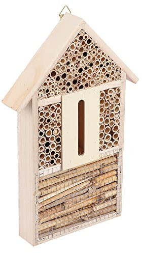 Tbest Refugio de Madera para Casa de Abejas, Caja Nido para Jardín, Decoración de Madera para Exteriores, Observación de Vida Silvestre