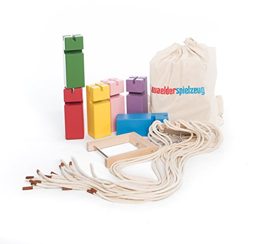 waelderspielzeug Torre de Froebel - Juego de Equipo para Adultos y niños a Partir de 8 años - El Original de Madera de Haya Local - Multicolor o Natural