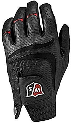 Wilson Staff Herren Golfhandschuh, Grip Plus, Material-Kombi, Größe: L, Linkshand, MLH, schwarz, WGJA00103L