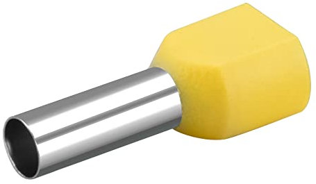 Heshen Crimpatura doppia, TE6014, AWG10*2/2 * 6mm², ghiere per estremità di cavo gemelle, terminali di estremità di cavo gemelle, lunghezza 14mm, giallo, confezione da 100
