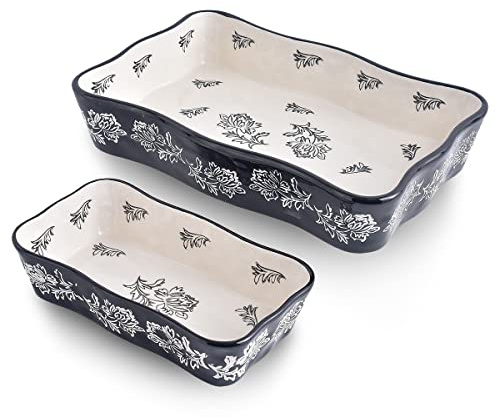 Wisenvoy Baking Dish Casserole Dish Ceramic Lasagna Pan 2-Pcs Bakeware Sets Baking Dishes Baking Set Baking Dish Set