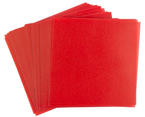 Ideen mit Herz Transparentpapier | 100 Blatt | quadratisch | Premium-Qualität | 110 g/qm | ideales Faltpapier zum Sterne basteln | transparentes Bastelpapier (rot, 15 x 15 cm)