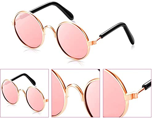 TopE Pet Glasses, Funny Cute Dog Cat Retro Fashion Sunglasses, Transparent Eye-wear Protection, Pink, Medium