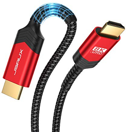 JSAUX HDMI 2.1-Kabel 10M, Lång Fiberoptisk Kabel, 48 Gbps, 8K@60Hz 4K@120Hz | UHD HDR 10+, Kompatibel med eARC, Dolby Vision, 3D, VRR, PS4, PS5, 8K Gaming, TV, Blu-Ray-Spelare, Projektor