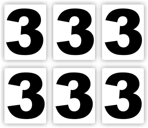 Chiffre adhésif n° 3 lot de 6 autocollants