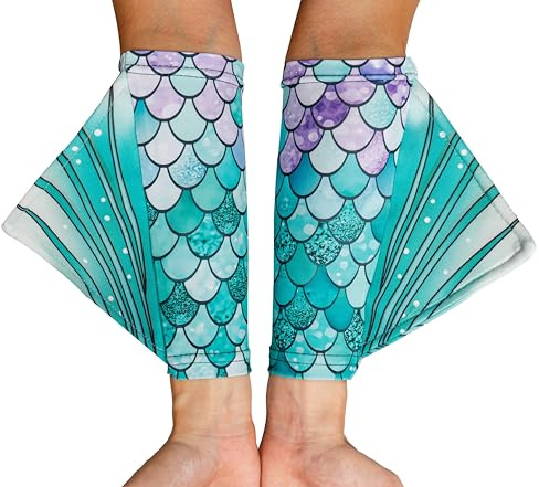 color cosplayer Mermaid Gloves Fish Scale Arm Sleeves Print Fin Halloween Costume Accessories for Women and Girls