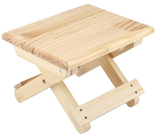 Gavigain Faltbares Holz Kleines Quadrat, Ergonomisches Design Bank Ländliches Quadrat Bank für Angeln Picknick Camping Stühle Poolside Rasen Hof Balkon Deck