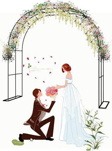 Arco de jardín para bodas para rosas trepadoras de metal resistente a Unmotes Garden Archway Lark 80/120/140/180/16/240/280/300/350 cm (negro, tamaño: 240 x 250 cm/7,9 x 8,2 pies)
