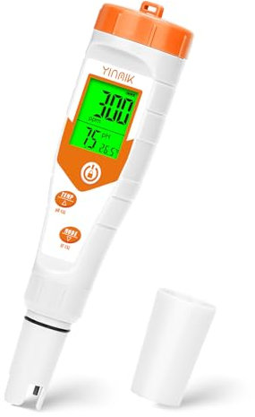 Hydroponic pH EC Meter, 4 in 1 pH Conductivity TDS Temp Tester, Simultaneous Display pH PPM for Base Reservoir Water, Continuous Monitor of pH EC for Growing Nutrient, DWC System, Aeroponic Garden