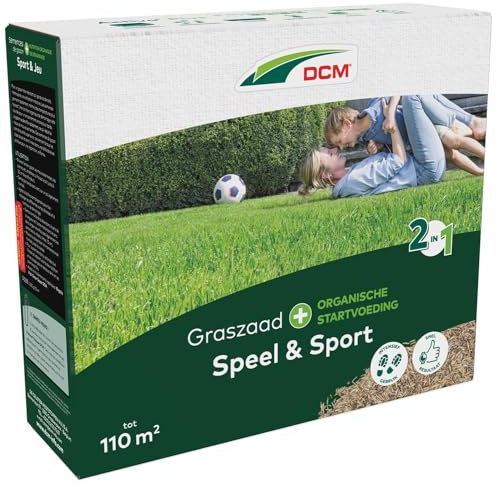DCM Semences de Gazon Plus Play & Sport 2,2Kg - 110 m² - Pour Pelouse Résistant à la Sécheresse et à Croissance Rapide