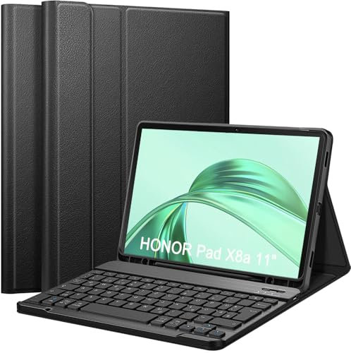 APASILU Keyboard Case for Honor Pad X8a 11 Inch 2024 Tablet (UK Layout), Slim Cover with Magnetically Detachable Wireless Bluetooth Keyboard for 11 Honor Tablet X8a