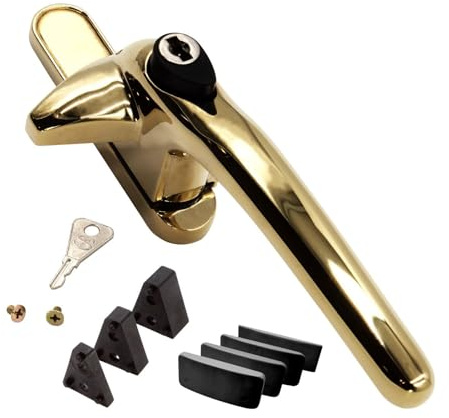 Universal Cockspur Key-Locking Window Handle Kit - Right, Gold/Black