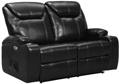 Cinema Electric Leather Aire Recliner Sofa With Two Cup Holders-Black-Grey-Tan-3 Seater-2 Seater-1 Seater + two cup holders
