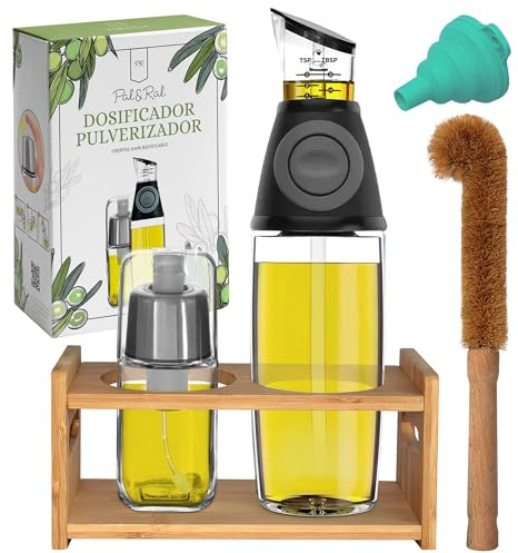 Pal&Ral | Pulverizador de Aceite Spray, Dosificador y Dispensador de Aceite Spray para airfryer y ensaladas, menos grasa y antigoteo, Aceitera Spray Pulverizador, Spray Aceite Cocina