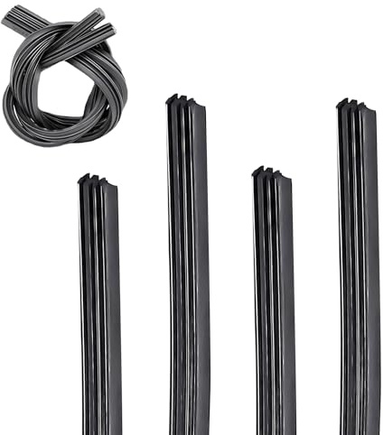 DACIRTY 4 PCS Car Wiper Replacement Rubber Strip, 28 Inch Boneless Frame Silent Wiper Blades, Replacement DIY Cutting Accessories, Suitable for Most Cars Trucks SUVs (Black)
