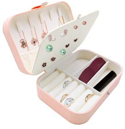 MEIYAXINWIN Joyero de Viaje, Caja de Joyería Pequeña para Mujeres y Niñas, Estuche de Viaje de Cuero PU, Organizador Portátil para Anillos, Pendientes, Collares