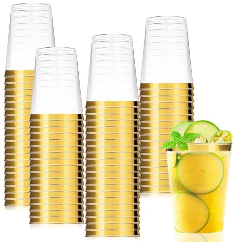 Viapriod 50 Vasos de Plástico Duro con Capa De Galvanoplastia De Color Metálico, Vasos de PS Reutilizables Para Cócteles, Champán, Cerveza, Martinis, Postres - Vasos para Fiestas, Cumpleaños