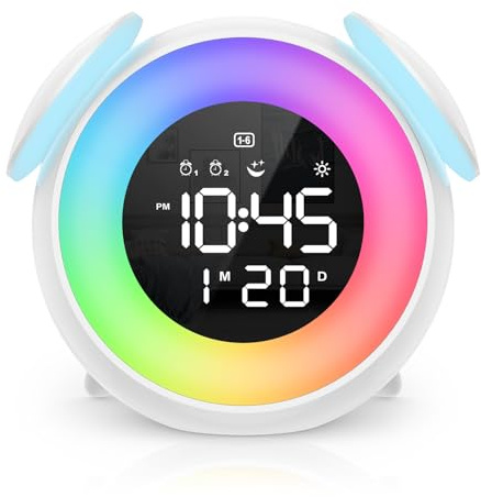 PENTASPI Alarm Clock for Kids, Ok to Wake Alarm Clock, Toddler Sleep Training Clock with Multi-Colors Night Light, 7 Ringtones, 3 Level Volumes, Dual Alarms, Snooze for Kids Girls Boys Adult