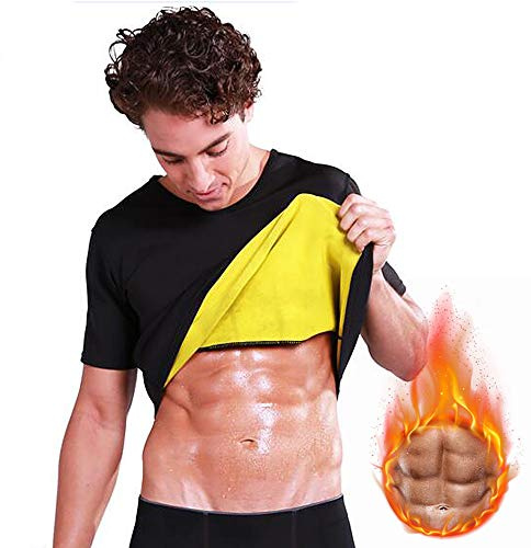 Tomvorks Camiseta de Neopreno para Hombre para Adelgazar y Moldear el Cuerpo, Camiseta de Entrenamiento Manga Corta Hombre, Talla XL (M)