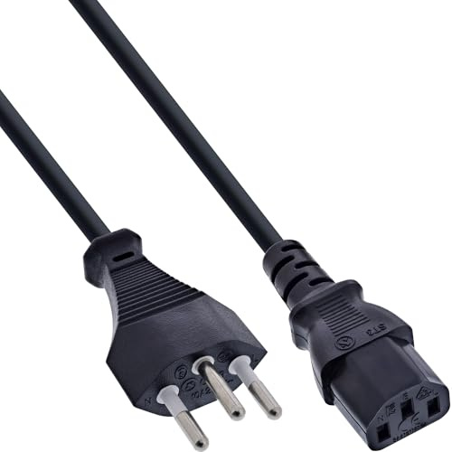 InLine 16651R Netzkabel, Netzstecker Schweiz auf Kaltgerätestecker C13, 1,0m