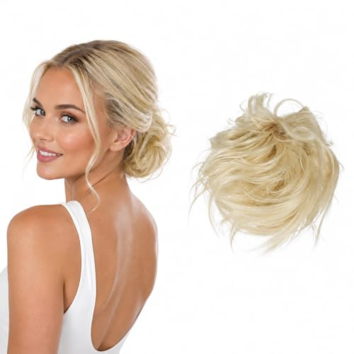 CAISHA XXL Hårstycke Hårelastiskt Updos Brudfrisyrer Voluminöst Vågigt Bulle Platina Blondin G3F