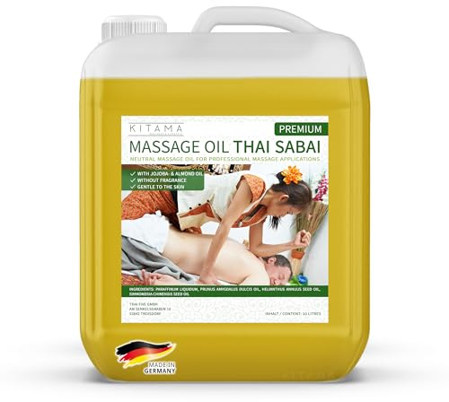 Kitama Thai Sabai 10 Liter Premium Soft Neutral Massageöl mit wertvollen Jojobaöl & Mandelöl für Thai-Massage, Hautpflege & Vielseitigen Einsatz - Unisex - Erwachsene