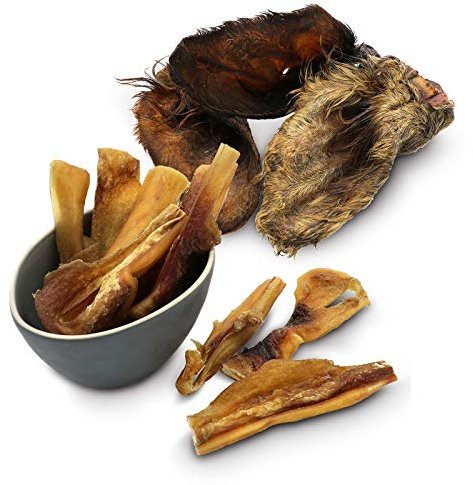 Frostfutter Perleberg Rinderkopfhaut & Rinderohren | 2 kg getrocknete Rinderkopfhaut & 10 Stück Rinderohren | Langer Kauspaß für Hunde | Kauartikel| Natürliche Zahnpflege | Made in Germany
