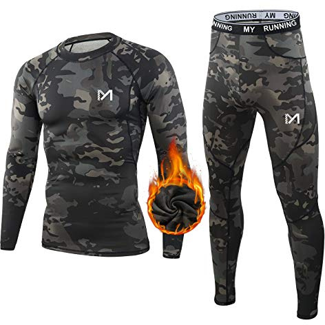 MEETYOO Ensemble de sous-Vêtements Thermiques Homme, Sport Base Layer Maillot Manches Longues Pantalon Quick Dry Sou Vetement pour L'entraînement Ski Running Randonnée