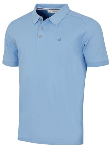 Calvin Klein Mens 2026 Campus 3 Button Ribbed Collar Golf Polo Shirt