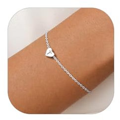 Silvora S925 Sterling Silver Bracelet for Women Heart Initial Letter T Adjustable Love Jewellery Gift for Girls Sisters Friends Mum Daughter Birthday with Gift Box