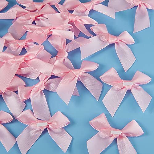 WILLBOND 24 Lazos de Cinta de Satén Autoadhesivos para DIY Manualidades Boda Decoración de Navidad San Valentín Baby Shower Adornos de Fabricación Tarjetas, 5 cm de Ancho (Rosa)