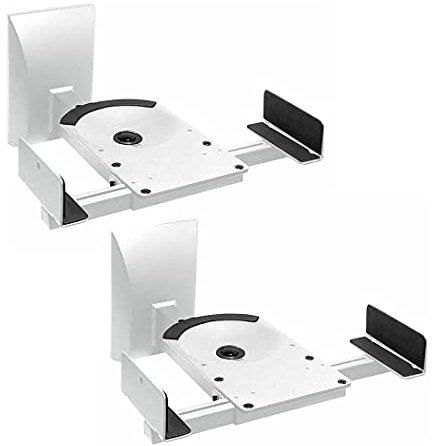 ARLI Lautsprecher Wandhalterung Universal Regal Boxen Wandhalter Weiss Regalboxen 2 er Paar Set 25 kg belastbar werkzeuglos schwenken neigen Halter Wandmontage Box Befestigung Schrauben Dübel Wand 2X
