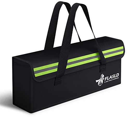FLASLD E-Bike Battery Bag Fireproof Safe Charging Bag Explosionproof Lipo Battery Bag Large Capatity for Storage Charging (16 x 4.3 x 5in)