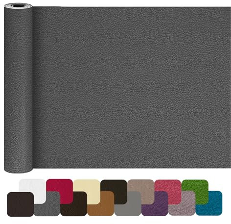 Patch di Riparazione in Pelle 30x100cm, Pelle Adesiva per Riparazioni, Ecopelle Adesiva per Divani, Patch PU Pelle Adesiva per Divano, Sedile Auto, Mobili, Borsa in Pelle, Tappezzeria(Grigio Scuro)